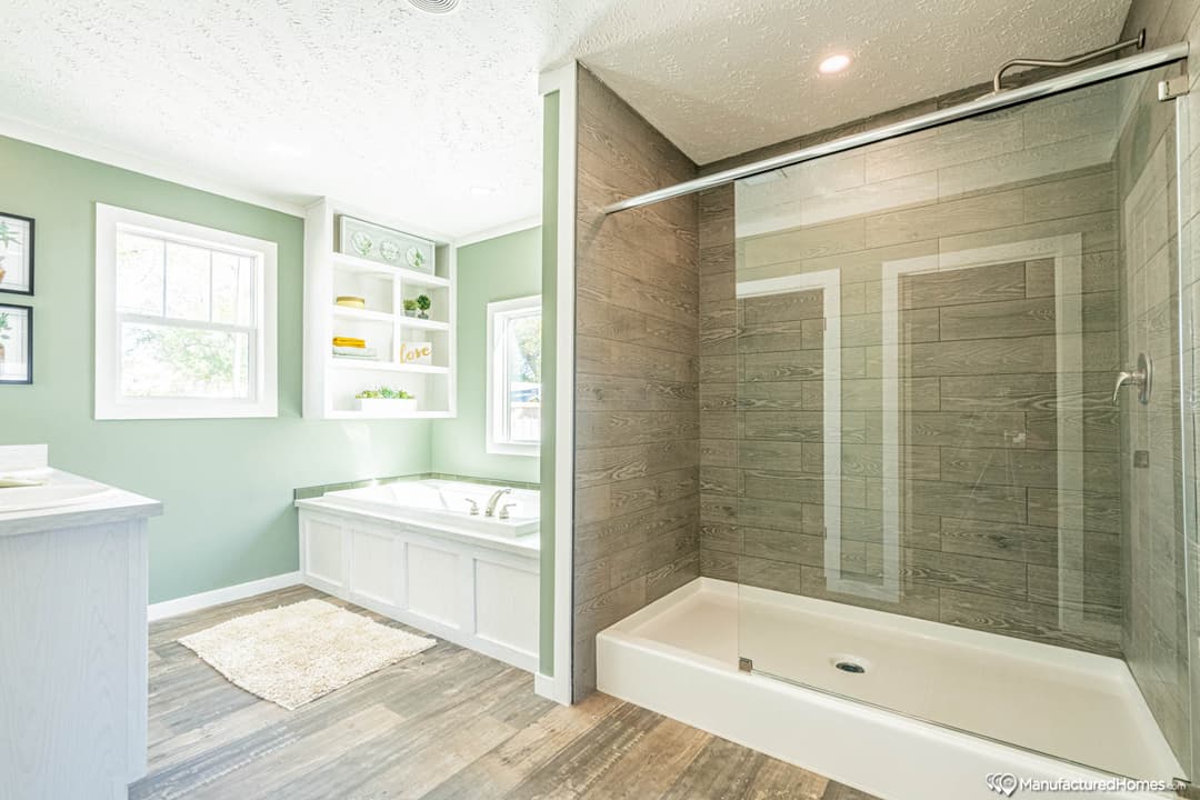 The white oak  bathroom home features